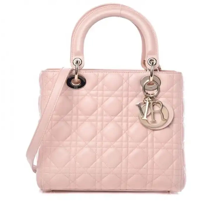 Gold Dior Medium Pink Lady Bag Cannage Lambskin 0511 Luxury